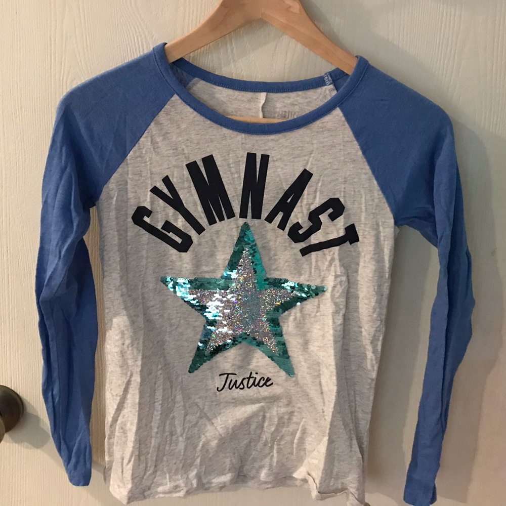 Justice Gymnst flip sequin long sleeve shirt